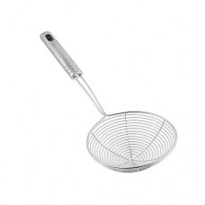 Kitchen ethics Light Weight Jhara, Puri Strainer, Stainless Steel Deep Fry Jhara Mesh Laddle Jharni Wire Skimmer with Handle for Perfect Oil Extraction - 16 cm (Stainless Steel (Light))