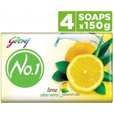 Godrej No.1 Bathing Soap ? Lime & Aloe Vera, 150g (Pack of 4) by Godrej