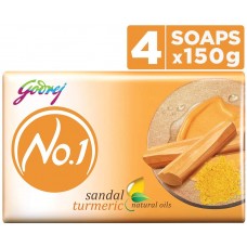 Godrej No.1 Bathing Soap – Sandal & Turmeric, 150g (Pack of 4)