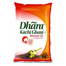 Dhara Kachhi Ghani Mustard Oil Pouch, 1L Brand: Dhara