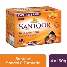 SANTOOR Sandal & Turmeric Soap for Total Skin Care, 150 g, Pack of 4