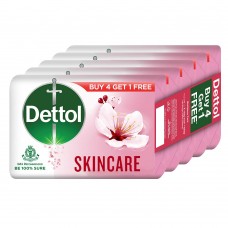 Dettol Skincare Moisturizing Bathing Soap Bar with Glycerine (Buy 4 Get 1 Free - 125g each), Combo Offer on Bath Soap