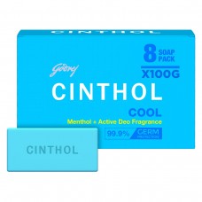 Cinthol Cool Bath Soap - 100g (Pack of 8) | Grade 1 Bathing Soap | with Icy-cool Menthol | For All Skin Types