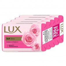 LUX Soft Glow|Buy 4 Get 1 Offer|Rose & Vitamin E Bathing Soap|For Glowing Skin| Beauty Soaps|150 g