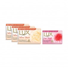 Lux Velvet Touch Jasmine and Almond Oil Soap, 100g (Pack of 3) with Free Soft Touch Silk Essence and Rose Water Bar, 54g