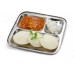 Stainless Steel Square Dish for Lunch-Dinner Especially for Pav bhaji (Heavy Guage) | Silver | Partition Plate/ 3 Compartment/Sections Divided Mess Trays for Kids Lunch, Camping, Events (6)