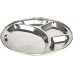 Stainless Steel Round Dish for Lunch-Dinner Especially for Pav bhaji (Heavy Guage) | 29.5**2.2CM | Partition Plate/ 4 Compartment/Sections Divided Mess Trays for Kids Lunch,Camping, Event (4)