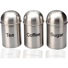 BOXY Stainless Steel Missile shaped Canister Set of 3 (Tea,Coffee,Sugar), Silver - 800ml