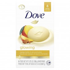 Dove Beauty Bar Gentle Skin Cleanser Moisturizing for Gentle Soft Skin Care Glowing Mango Butter and Almond Butter More Moisturizing Than Bar Soap 106g 6 Bars Net Weight 636g