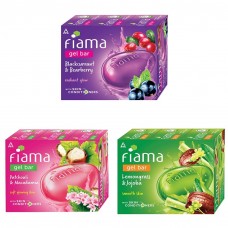 Fiama Gel Bar Blackcurrant and Bearberry, 125 g soap (3pack) & Fiama Gel Bar Patchouli And Macadamia, 125g (3pack) & Fiama Gel Bar, Lemongrass And Jojoba With Skin Conditioners, 125g (3pack)