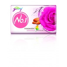 Godrej No.1 Rosewater & Almond (100g), Pack of 4 - High TFM (Grade 1 Soap), Long-Lasting Fragrance