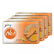 Godrej No. 1 Bathing Soap Sandal & Turmeric – Grade 1 Soap & Long-lasting Fragrance, Combo Pack of 4 (150g each)