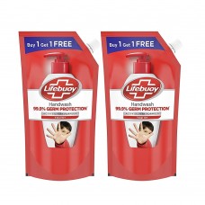 Lifebuoy Total 10 Germ Protection Liquid Hand Wash 750 ml Refill Pack (1+1 Free Combo) Kills 99.9% Germs, Liquid Hand Soap Fights Bacteria and Viruses