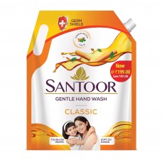 Santoor Classic Gentle Hand Wash, 1500ml with Natural goodness of Sandalwood & Tulsi