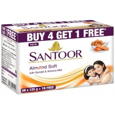 Santoor Sandal and Almond Milk Soap (Buy 4 Get 1 Free 125g each)