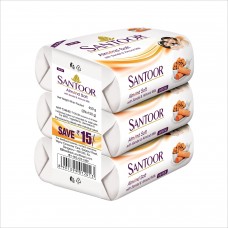 Santoor Sandal & Almond Milk Soap, 150g (Pack of 3) for Moisturised Soft Skin