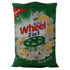 Wheel Active 2 in 1 Detergent Powder - Clean and Fresh (Green), 1kg Pouch