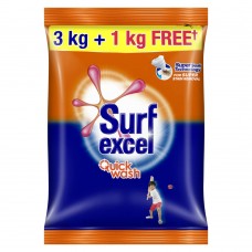 Surf Excel Quick Wash Detergent Powder 3+1 kg Free, Washing Powder with Lemon & Bleach to Remove Tough Stains on Clothes - Bucket & Machine Wash