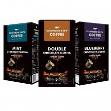 Colombian Brew Instant Coffee Powder Double Chocolate Mocha 50g, Mint Chocolate Mocha 50g, Blueberry Chocolate Mocha 50g, (Gift Pack Box) Buy 2 Get 1 Free