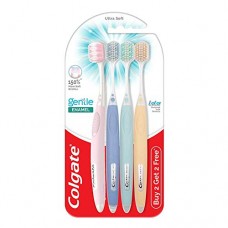 Colgate Gentle Enamel Ultra Soft Bristles Manual Toothbrush for adults, 4 Pcs (Buy2 Get 2), Soft Bristles for Enamel Care,Multicolor